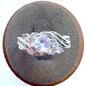 VTG Sterling Silver 925 Cubic Zirconia With Accents Statement Ring Size 6.75